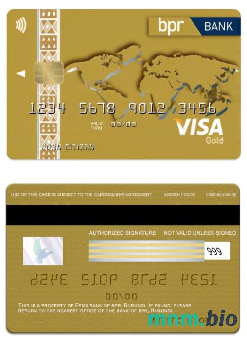 Burundi BPR bank visa złoto credit karta przykład w formacie PSD